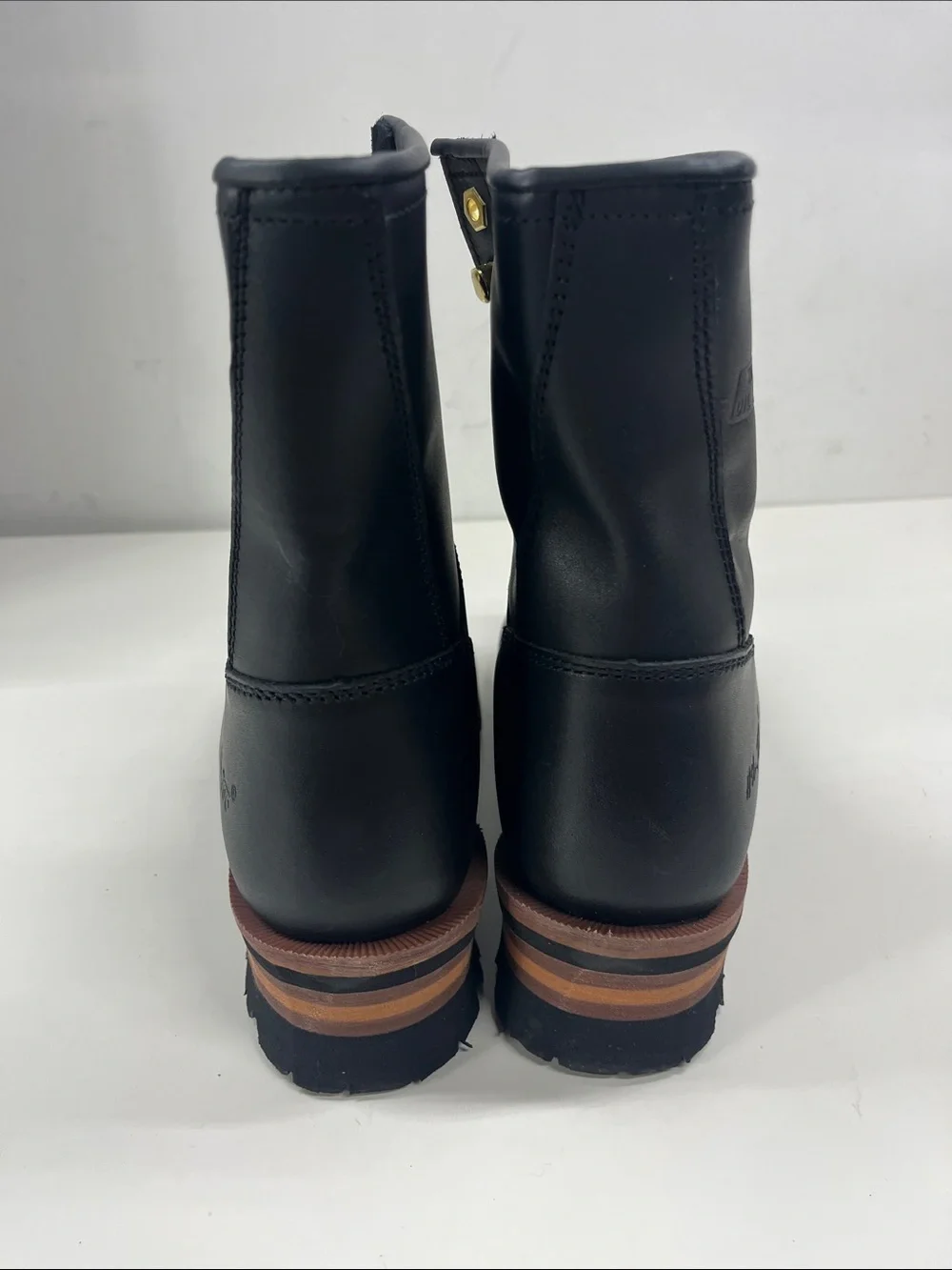 New AdTec Black Logger Work Boots Plain Toe in Black Leather Size 7.5